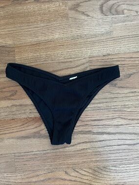 Hollister Black Ribbed V-Front Bikini Bottom